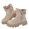 New snow boots women's trend medium tube piled thickened warm cotton shoes leather fur body winter women's boots
