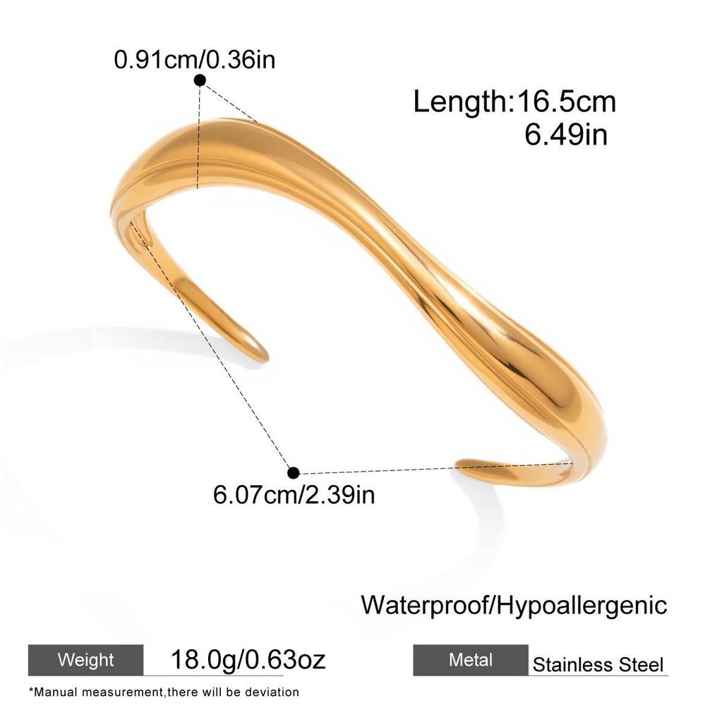 Stainless Steel Bracelets Set Gold Plated with Irregular Metal Cuff Delicate Chains Minimalist Layering Jewelry for Women