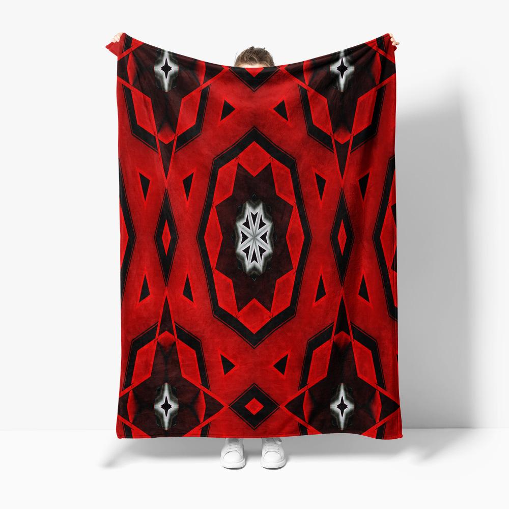 Red Geometric Pattern Blanket Throw Soft Cozy Bed Sofa Decorative Throw Blanket Gift 75x100cm
