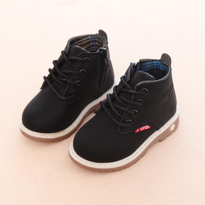 Shoes Winter Girls Boots Boys Children Snow Motorcycle Boots Laceup Rome Short Boots Winter Kids Shoes Antiskid Shoes 21