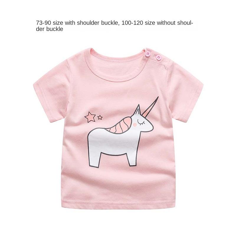 

Детские летние топы с короткими рукавами из чистого хлопка для маленьких девочек, свободная детская футболка в корейском стиле, летняя одежда для девочек 120cm