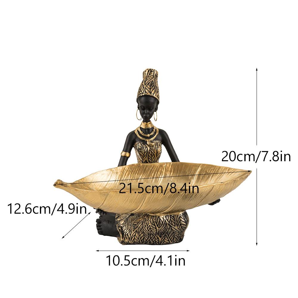 Africa Woman Tray Ornament Resin Storage Black Girl Nationality Desktop A Living Room Study Ornament Gift Arts And Crafts
