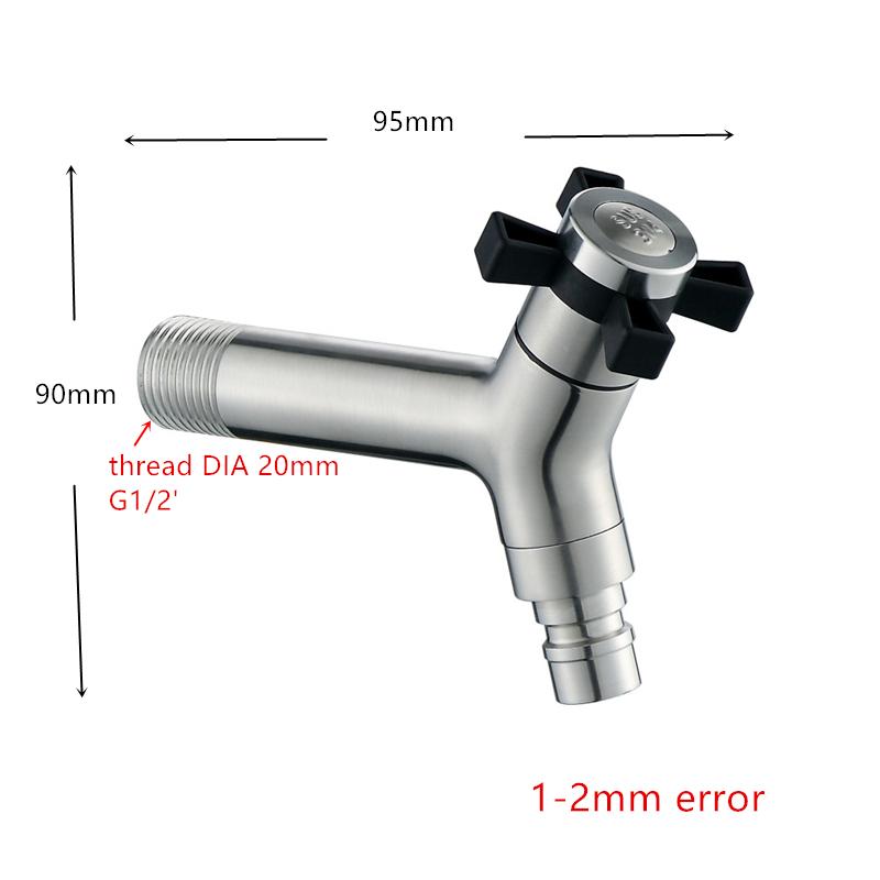 Stainless Steel Brushed Outdoor Garden Washing Machine Tap Sink Faucet G1/2 Threaded Cold Water Taps
