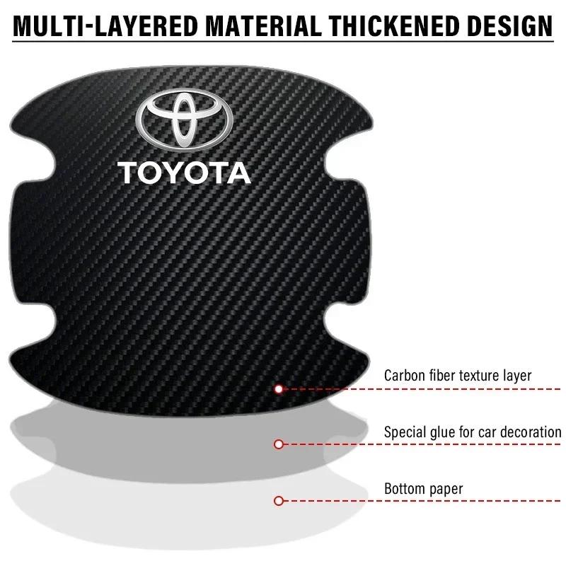 4 stk/sett Bil Dørhåndtak Anti-ripe Klistremerke Karbonfiber For Toyota TRD RAV4 Avensis Yaris Levin Reiz Crown Vios Tilbehør