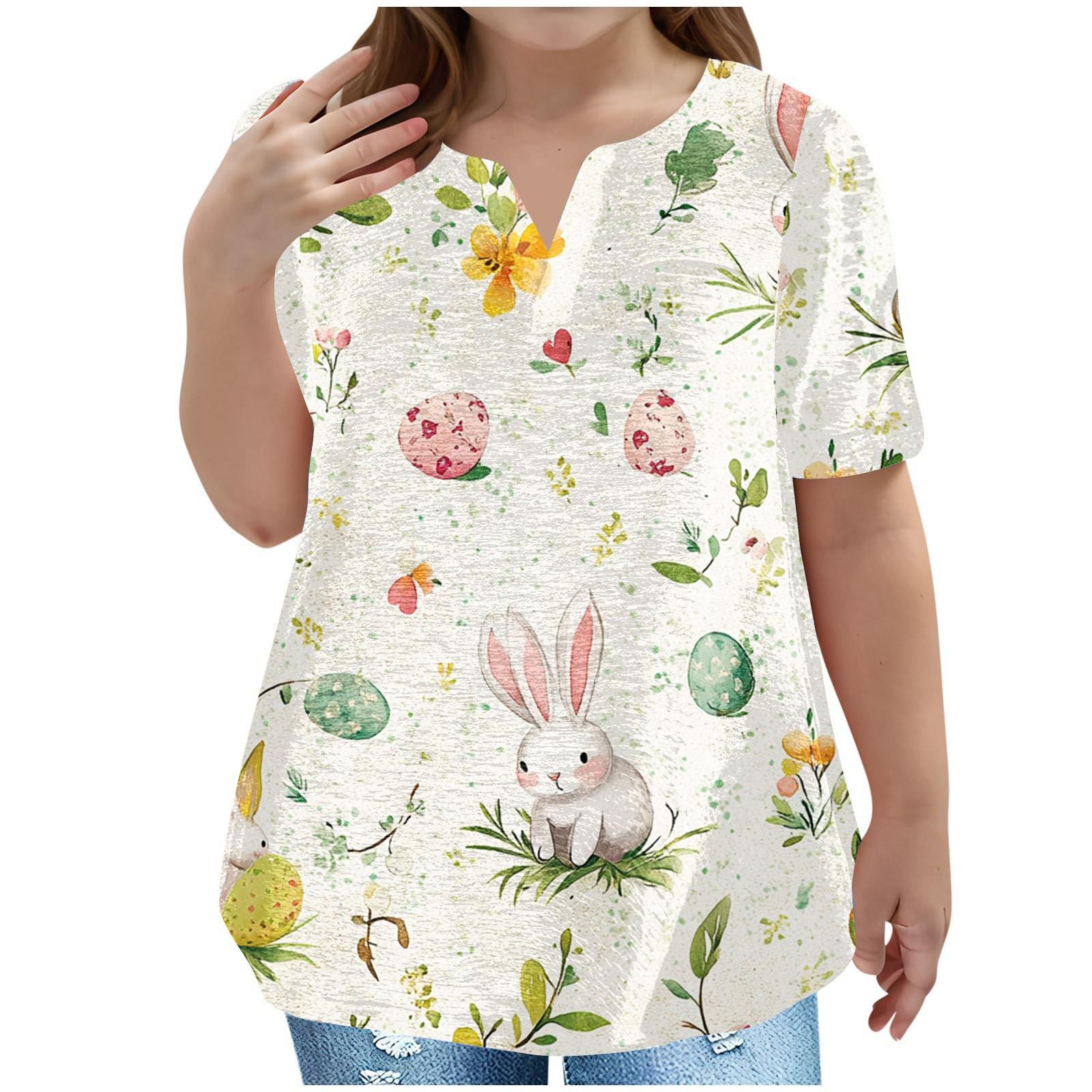 

Детская пасхальная футболка, повседневная мода, топ с V-образным вырезом, короткими рукавами и карманами 100 бежевый