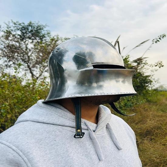 Medieval German Sallet Helmet, Gothic Warrior Steel Armor, LARP Cosplay Accessory
