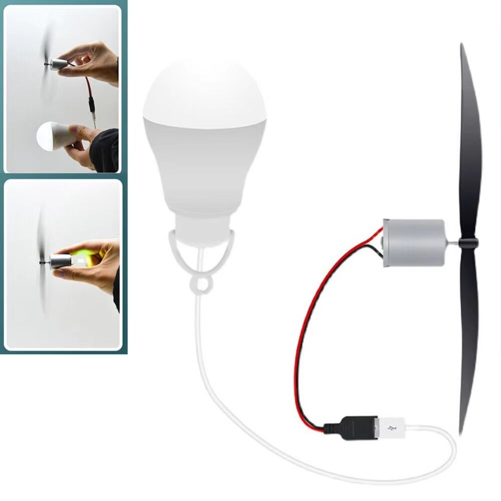 USB Light Bulb Power Energy Generator Educational Wind Generator Kit Science Experiment