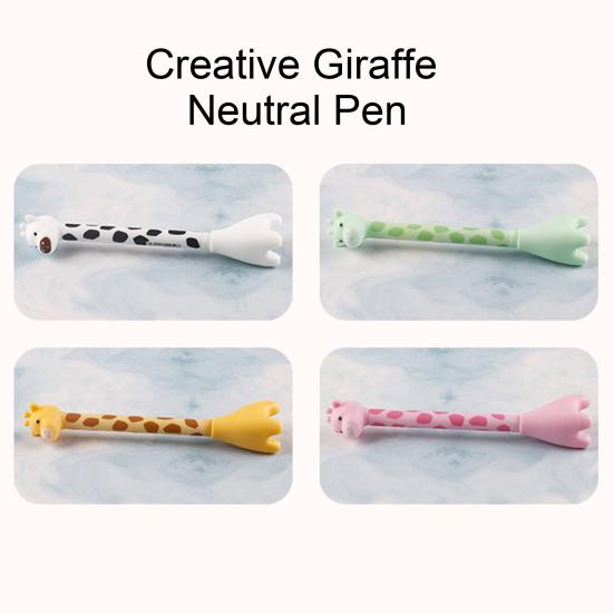 2 Stück Giraffenform Gelstift Niedlicher Cartoon-Tierstift Kreativer Ständer