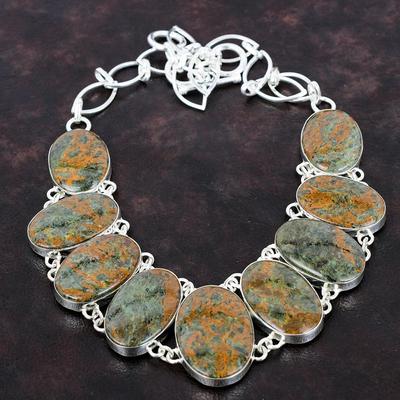 Spessartine Garnet In Limestone Necklace Handmade Necklace 925 Sterling Silver Necklace Adjustable Chain Necklace Gemstone Jewelry For Gifts