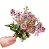 1Pc Artificial Flowers French Rose Small Bunch Flowers for Outdoor Patio Garden Wedding Home Decor Accessories