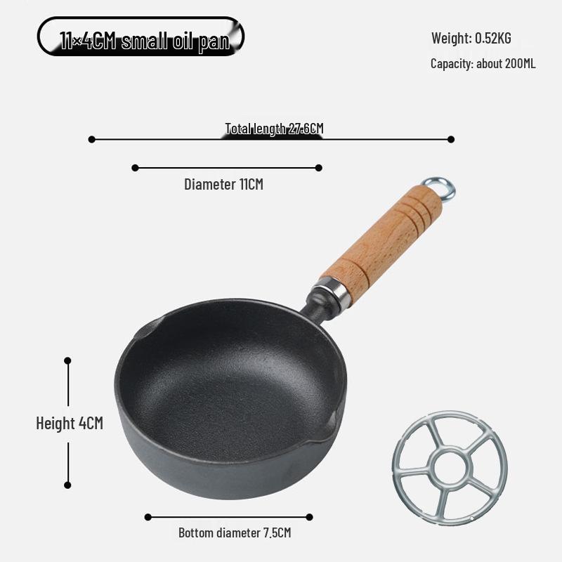 Non-Stick Mini Cast Iron Frying Pan for Oil Drizzling, Stir-Frying, and Egg Frying