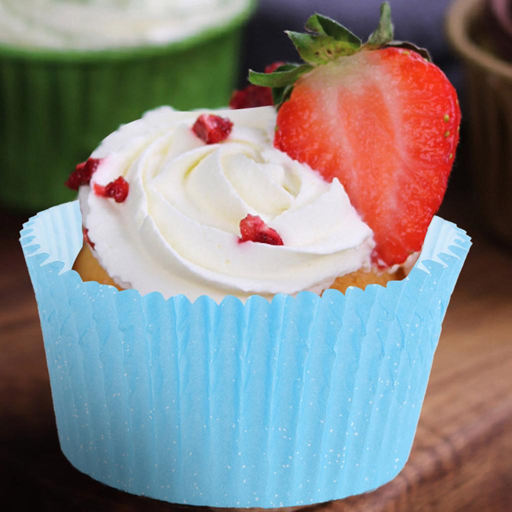 100PCS Mini Cupcake Liners Round Cake Baking Cups Muffin Cases Home Party Blue
