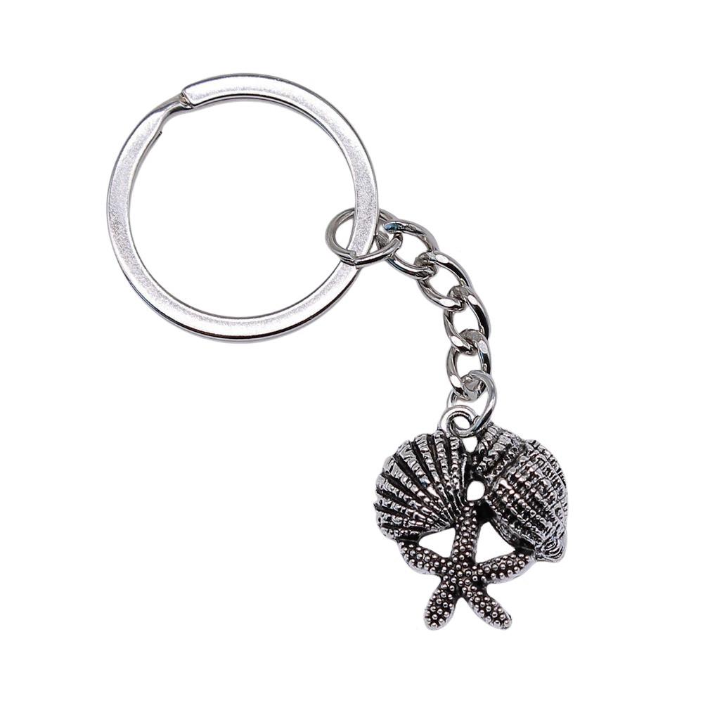 Starfish Shell Turtle Beach Ocean Keychain for Boys Trendy Boho Fathers Day Gift Classic Wallet Accessory