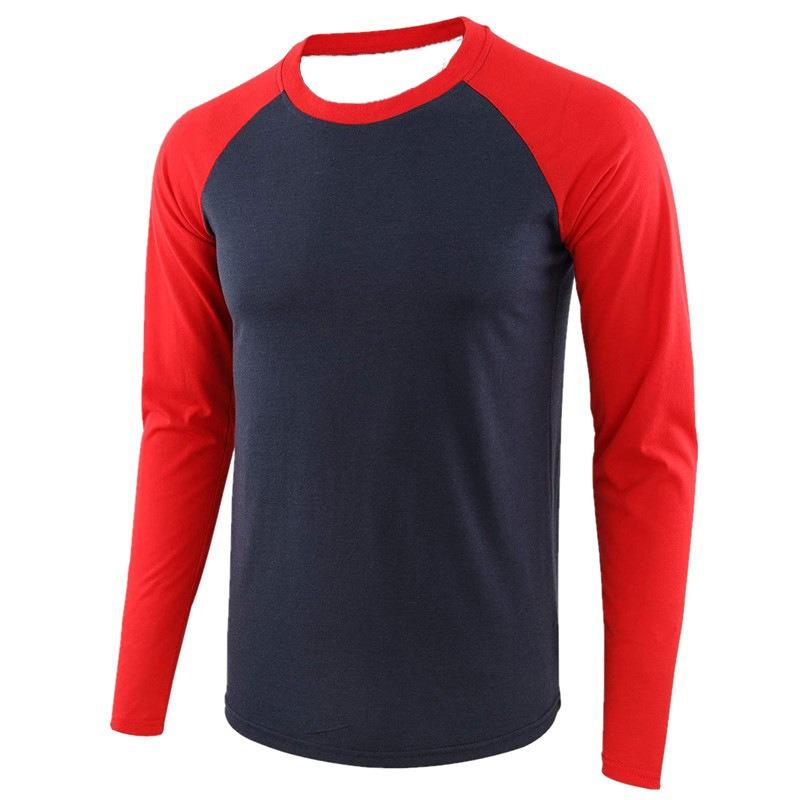 Men Raglan Long Sleeve Baseball T Shirt Crew Neck Color Block Casual Contrast Sleeve Tee