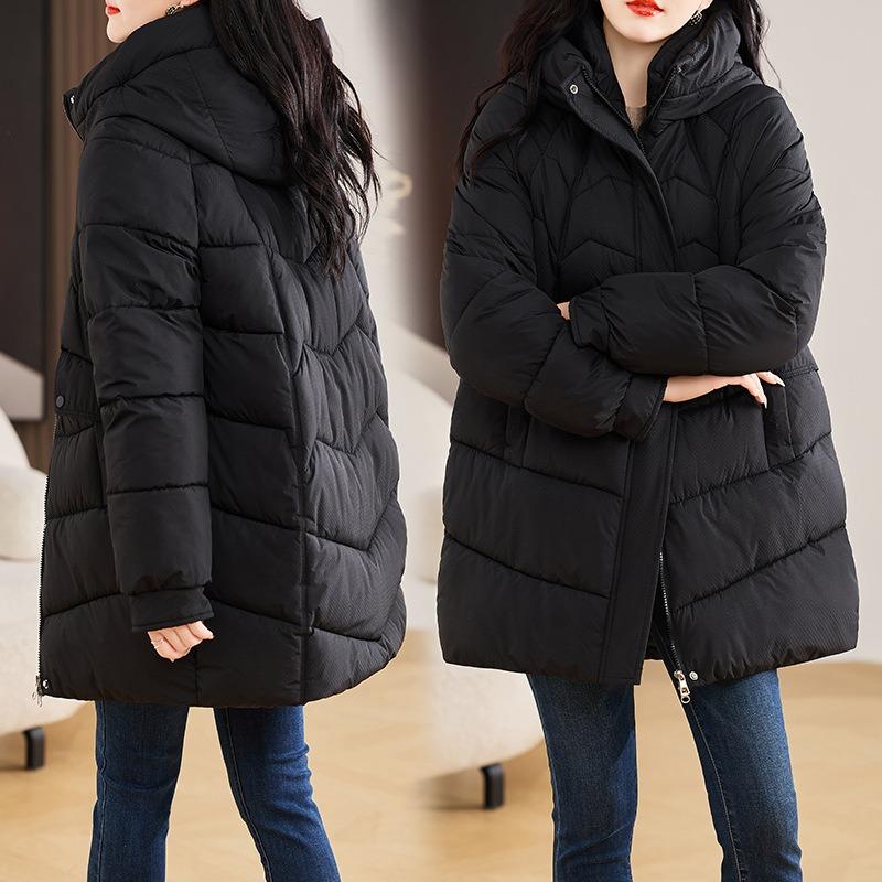Middle and Old Down Cotton-padded Clothes Winter New Medium and Long Fashion Casual Thickened Cotton-padded Clothes Warm Cotton-padded Jacket
