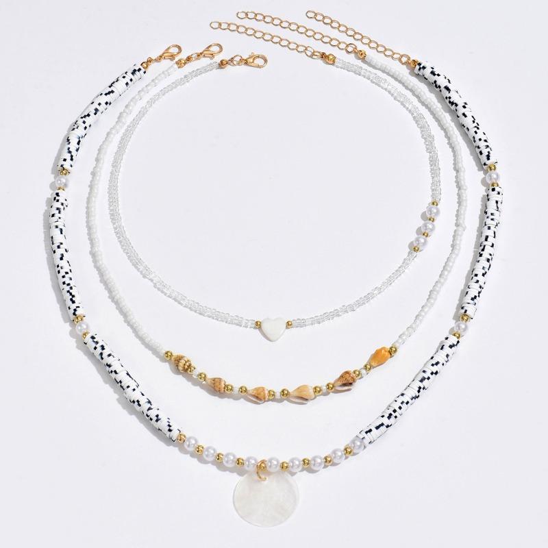 Shell Beaded Necklace Sweater Accessories Women's Multi-layer Stacked Wear Personalized Love Pearl Clavicle Chain