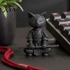 Modern Cat Art Piece 3D Printed Knight Figurine, Meditating Desk Decor with Zen Warrior Pose, Non-tip Sculpture Minimalist Frosted Animal for