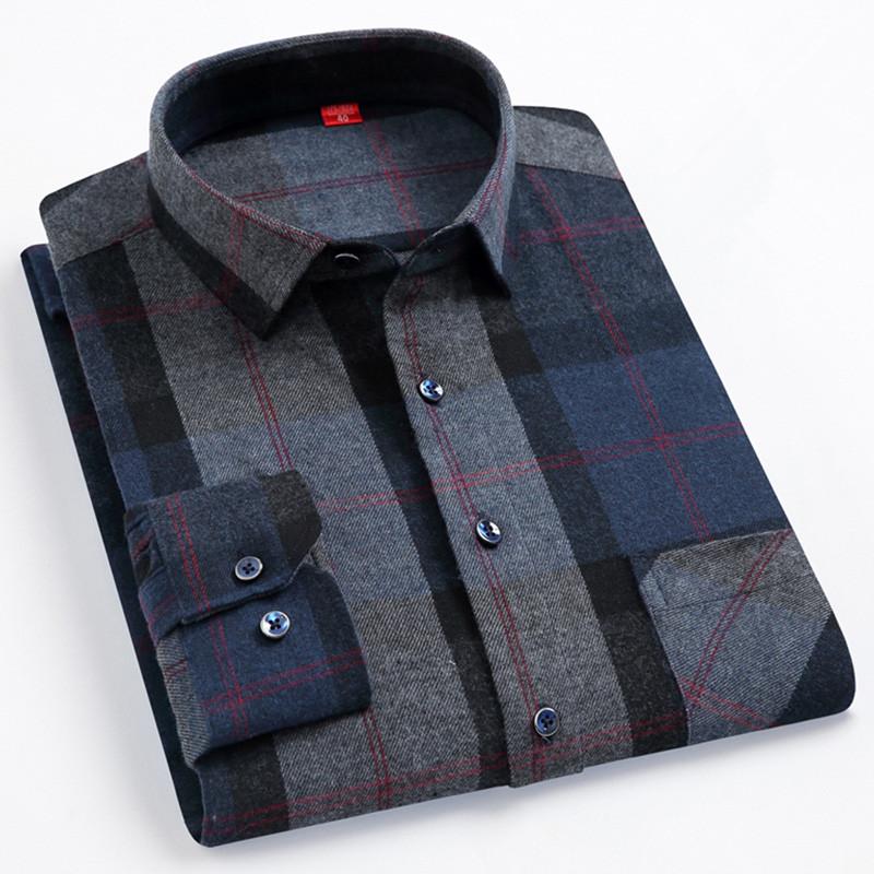 High Quality Men's Autumn New Long Sleeve Shirt Soft Fit British Style Home Leisure 100% Cotton Plaid Stripe Outdoor Travel Tops