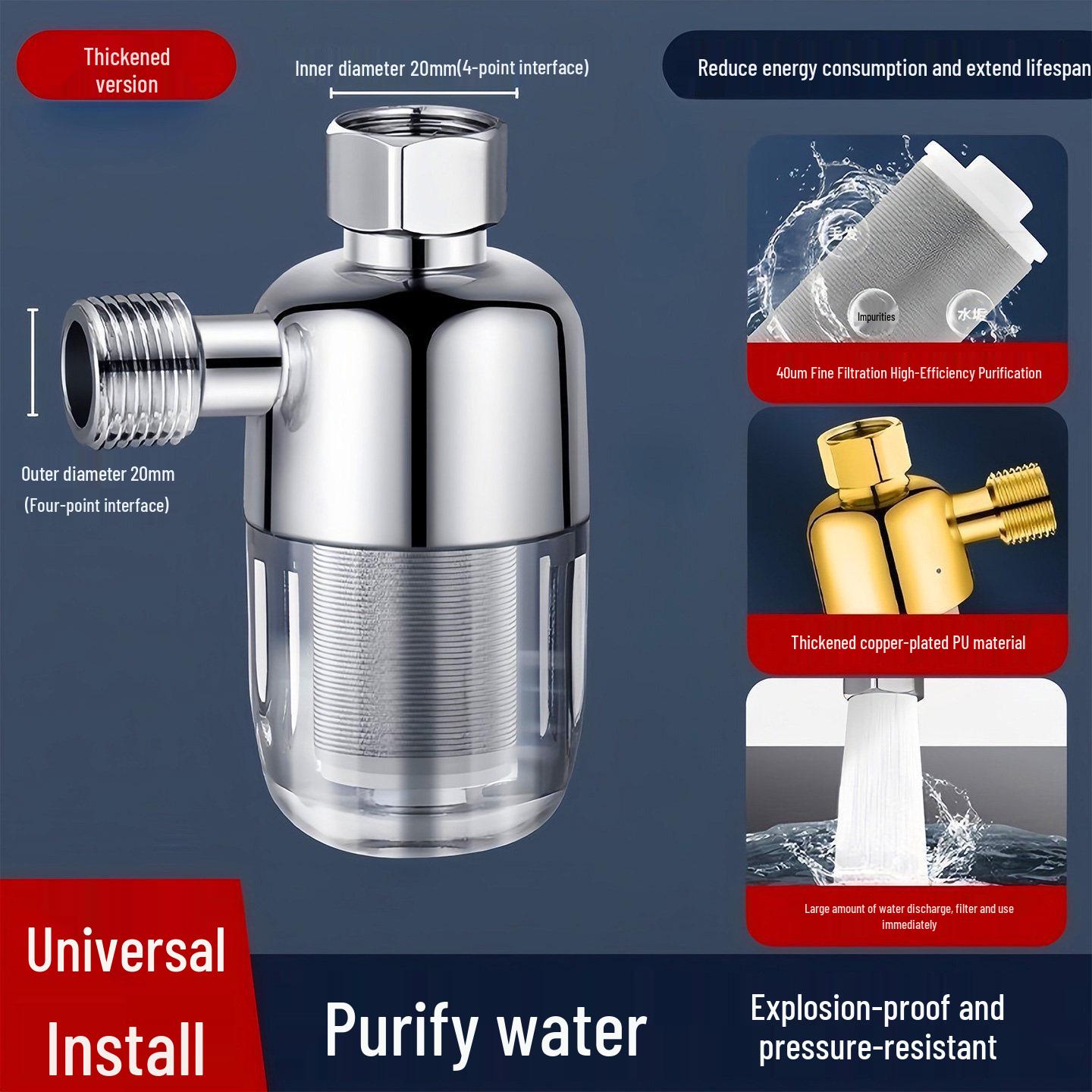 

Household Electric Water Heater Pre-Filter and Scale Inhibitor for Tap Water and Washing Machines