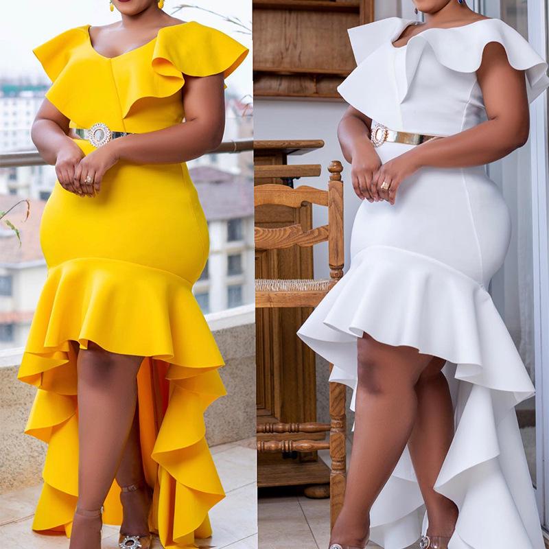 2023 African Solid Color Loose Fit Evening Dress, Slim Long Skirt, Cross-Border Exclusive