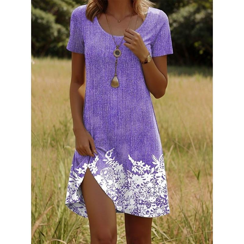 

Женское летнее платье с элементами индийского принта, модное, с круглым вырезом, с короткими рукавами, больших размеров 3XL