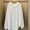 Spring and Summer Hooded Single-breasted Shirt for Women's Fashionable Solid Color Cardigan Versatile Sun Clothes New