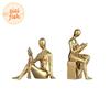 Leser Charakter Keramikstatue 2 Stück Bibliotheksregale Buchstütze Kreatives Handwerk Ornament Figuren Skulptur Raum Ästhetische Dekoration