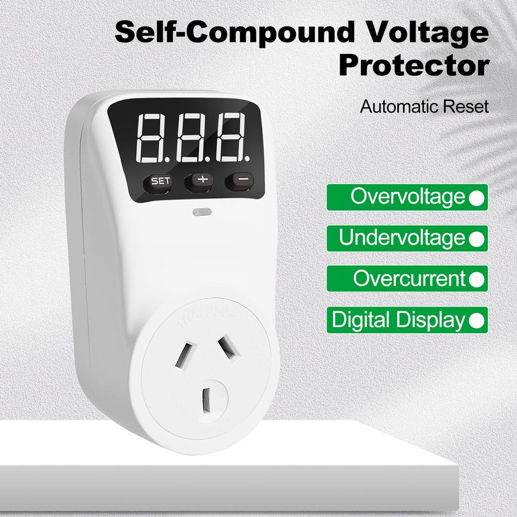 HLP02 Digitale automatische Spannungsschutzsteckdose 230 V 16 A LCD-Display Überspannungsschutzsteckdose