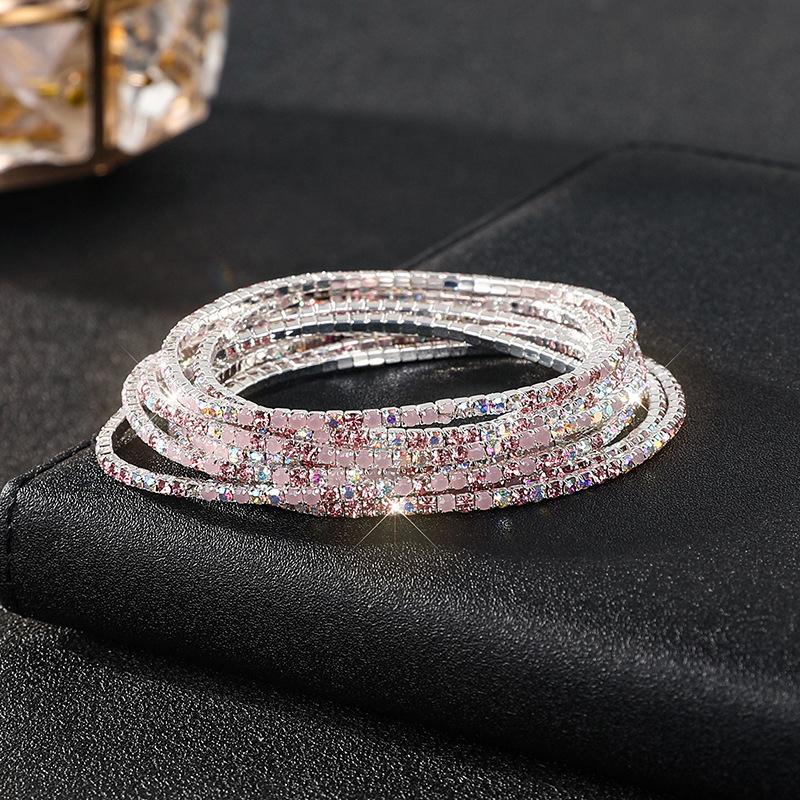 Diamond Elastic Bracelet Color Zircon Rhinestone Claw Chain Crystal Bracelet Gemstone Full Diamond Jewelry
