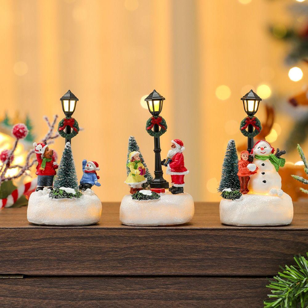 Santa Claus Design Luminous Christmas Statue Snow View Christmas Decor  Party Favors