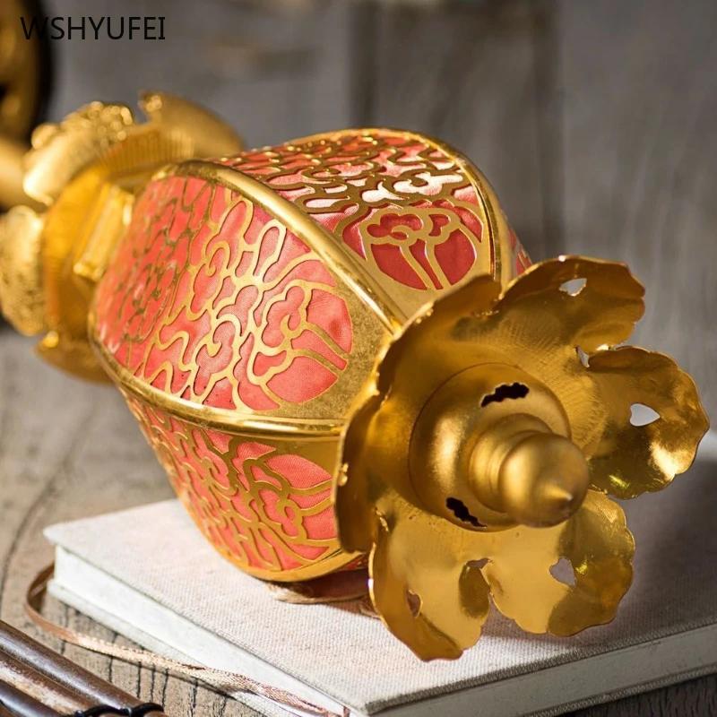 H24cm Aluminiu aurit sfeșnic de palat consumabile templu budist templu Casă Sacrificiu feng shui binecuvântare