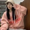 Damen Fleecegefüttertes Lockeres Sweatshirt, Rundhalsausschnitt, Herbst/Winter 2025 Hong Kong Stil, Japanisches/Koreanisches Lässiges Bedrucktes Oberteil