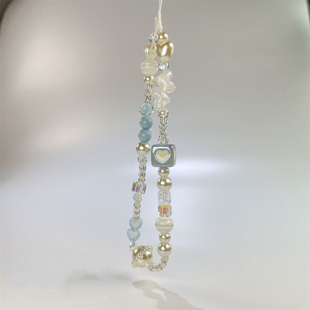 Y2K Silver Phone Lanyard Sweet Girl Beads Phone Chain Cell Phone Strap  Bracelet Keychain