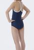 FOOTMARK Women's Fitness School Swimsuit, One-Piece, Two-Way Swimsuit with White Piping, 101504, Navy (08), Size 120