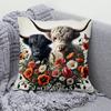 VIKAMA Highland Bovine Pillowcase Invisible Zipper Washable Pillowcase Living Room Sofa Cushion Cover Home Decor