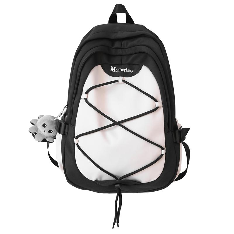 

Женский рюкзак контрастного цвета, легкий, школьный портфель для студентов кампуса чёрный