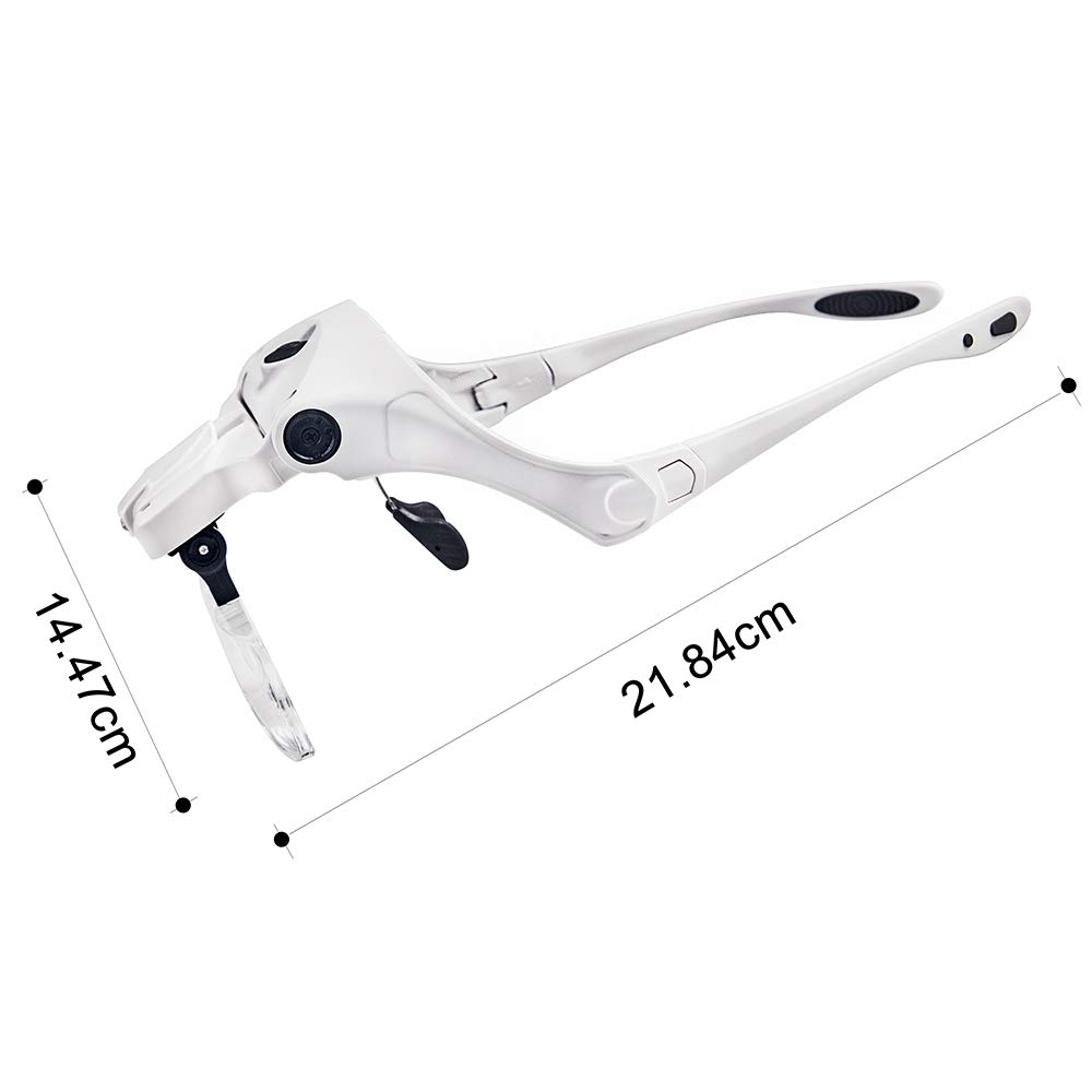 Bijia Eyeglass Upgraded USB Rechargeable Head Magnifier with LED Light and Elastic Magnifying Glass for and Precision 5 Interchangeable Lenses