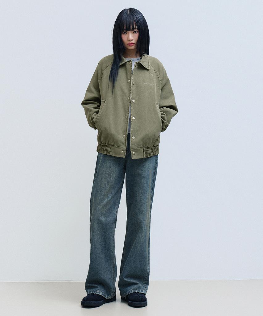 Filluminate Raglan Collar Denim Jacket - Khaki