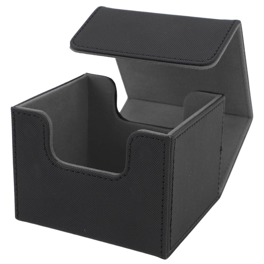 Card Storage Box Multipurpose Large Capacity Flip Side Insert PU Leather Magnetic Closure Trading