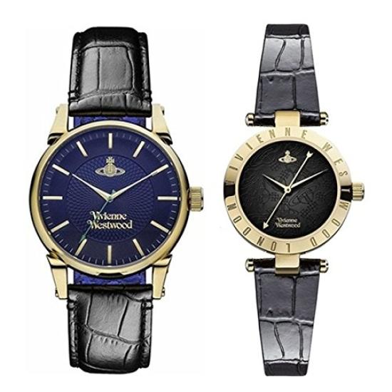 

Watch Pair Watch 42mm 28mm Gold Dark Blue Black Leather VV065NVBKVV092BKBK Wristwatch [Vivienne Westwood] [Used]