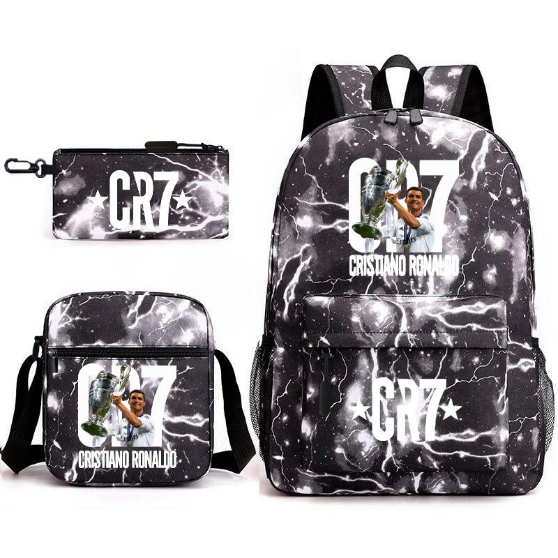 Sports Football Team Print Youth Primary and Secondary School Students C Luo Schoolbag Men and Women Leisure Travel Backpack CR7