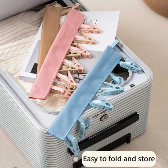 Yousheng Folding Clothes Hanger Clips Towel Drying Rack Strong Load-bearing Fastener Tape Design Sock Underwear Hanger with 6 Clips