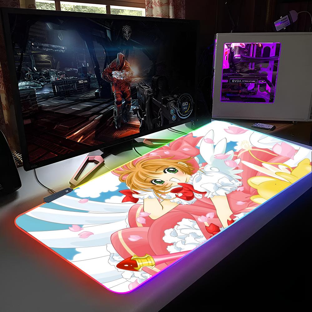 

Коврик для мыши C-Card C-Captor Sakura Коврик для мыши с RGB-подсветкой Коврик для мыши для ноутбука Коврик для мыши для геймера на ноутбуке Игровой коврик для стола Компьютерные аксессуары для игр RGB600x300x3mm