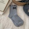 Women's Autumn Fashion New Grey Medium Tube Pile Cotton Socks