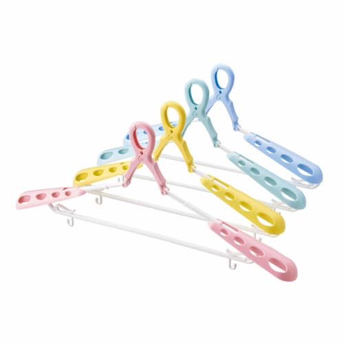 Kokubo Industries Laundry Hanger, 4-Color Set, with Padded Slide Catch, Slide Catch Style, Shape-Retaining (Extendable, Stretchable, for Clothes, Laun