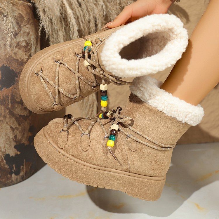 2025 autumn and winter new thick-soled casual cross-strap snow boots women's comfortable versatile velvet warm snow boots