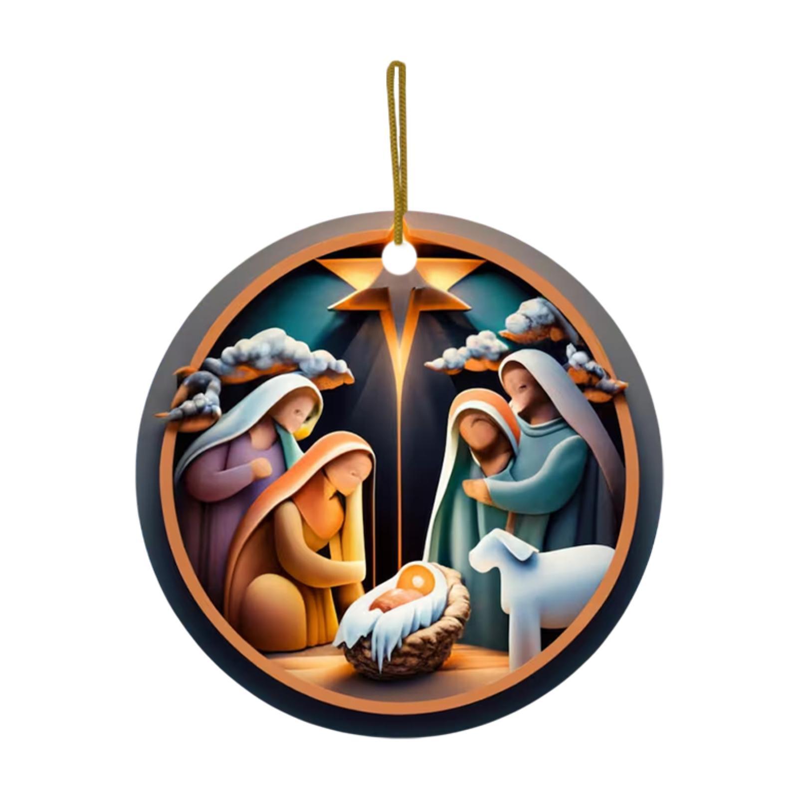 

Nativity Hanging Decorations Xmas Accessories Christmas Hanging Pendant for Living Room Door Cabinet Office Housewarming