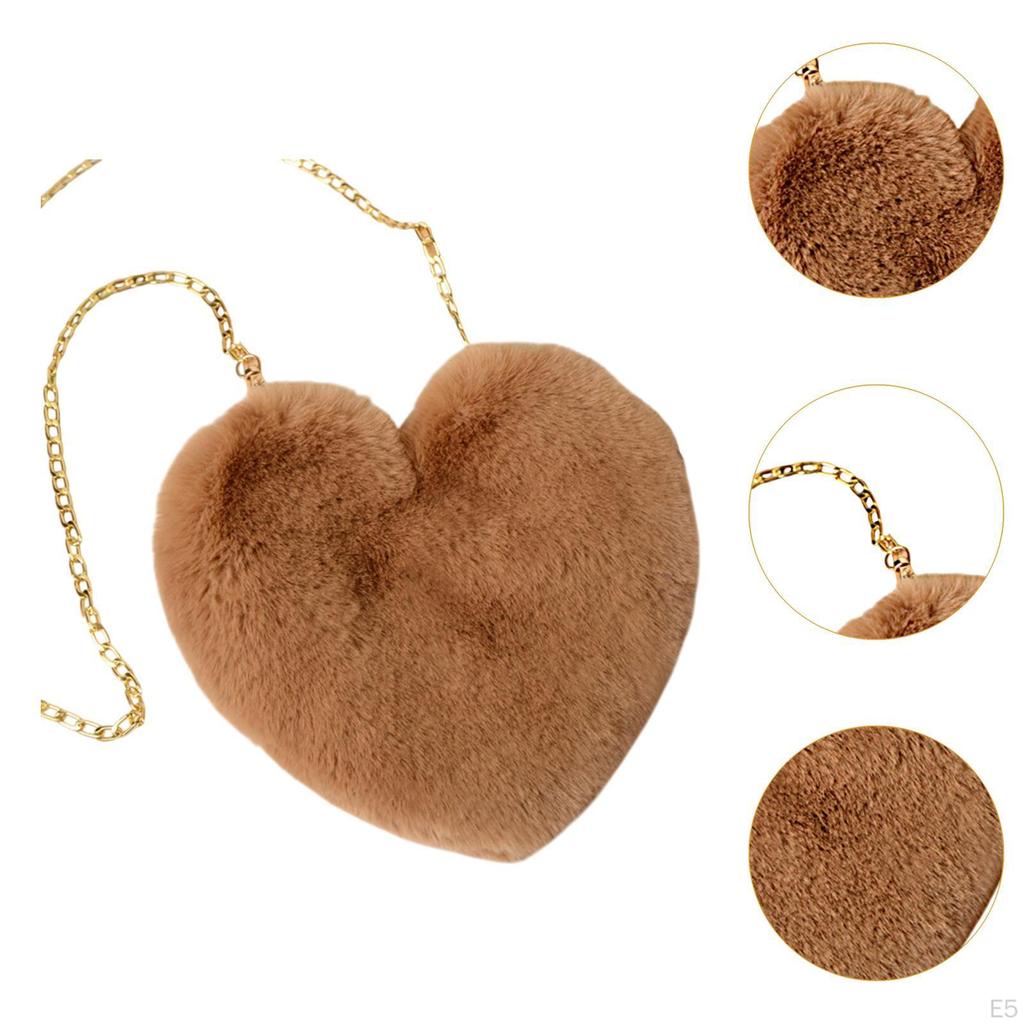 Geantă tip poștaș în formă de inimă, din blană artificială, crossbody, pentru călătorii, întâlniri, petreceri, uz zilnic