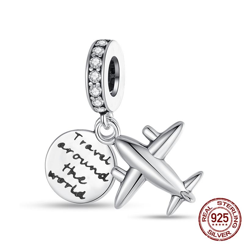 Luggage Airplane Passport Three-Piece Setcopper Charms Fitoriginal Bracelet Jewelry Making For Women Gift