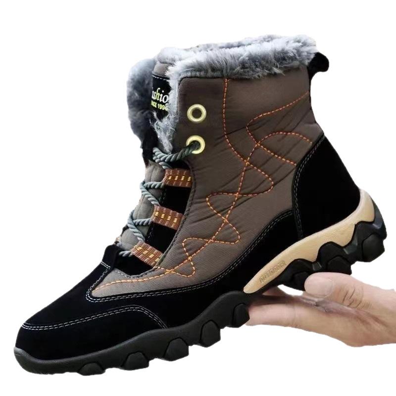 Pánské zimní sněhule nadměrné velikosti s fleecovou podšívkou, šněrovací, vysoké, sportovní podrážka